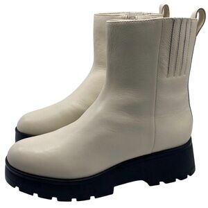 Vince Camuto Cream Ankle Boots with Black Sole